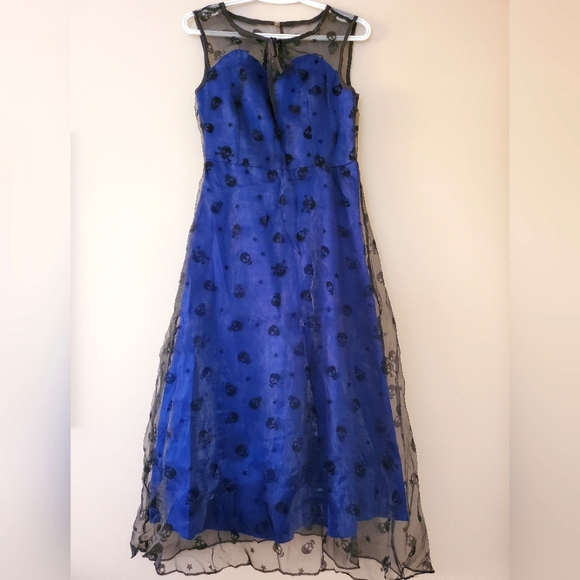 Skull Print 💀 overlay Rockabilly Dress - Size M - Picture 6 of 8